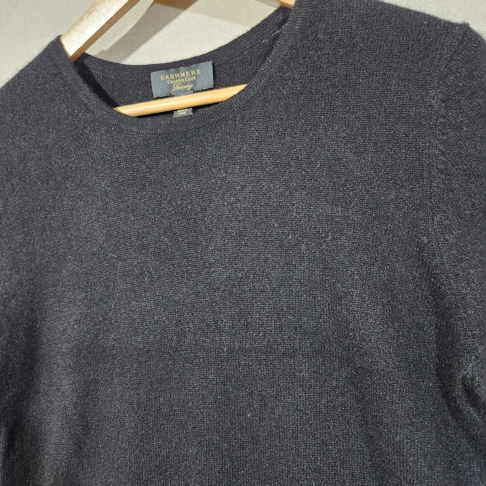 Charter Club Luxury Black 100% Cashmere Crew Neck Sweater Womens Large Luxury